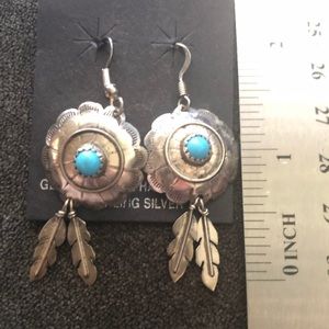 Turquoise and Sterling Silver Hook Earrings